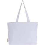 Baumwolltasche mit Reißverschluss und langen Henkeln, 320 g/m² farbe weiß zweite Rückansicht