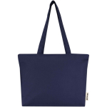 Baumwolltasche mit Reißverschluss und langen Henkeln, 320 g/m² farbe marineblau zweite Vorderansicht