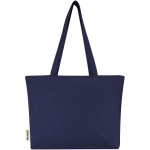 Baumwolltasche mit Reißverschluss und langen Henkeln, 320 g/m² farbe marineblau zweite Rückansicht