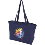 Baumwolltasche mit Reißverschluss und langen Henkeln, 320 g/m² farbe marineblau