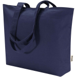 Baumwolltasche mit Reißverschluss und langen Henkeln, 320 g/m² farbe marineblau zweite Ansicht