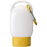 Sonnencreme LSF 30 mit Karabiner und Vanilleduft, 30 ml farbe gelb dritte Vorderansicht