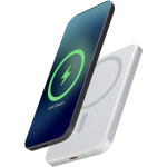 Magnetische Powerbank mit kabelloser Ladefunktion, 5.000 mAh farbe silber