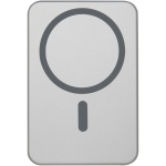 Magnetische Powerbank mit kabelloser Ladefunktion, 5.000 mAh farbe silber zweite Rückansicht