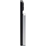 Magnetische Powerbank mit kabelloser Ladefunktion, 5.000 mAh farbe silber Seitenansicht