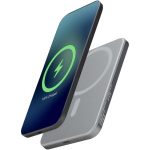 Magnetische Powerbank mit kabelloser Ladefunktion, 5.000 mAh farbe glänzendes silber