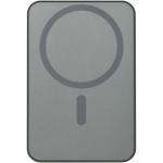Magnetische Powerbank mit kabelloser Ladefunktion, 5.000 mAh farbe glänzendes silber zweite Rückansicht