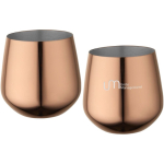 Set mit zwei Edelstahlbechern mit Roségold-Finish, 540 ml farbe rosa Druckansicht des Logos 2
