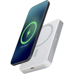 Magnetische Powerbank aus recyceltem Aluminium, 10.000 mAh farbe silber