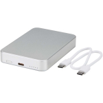 Magnetische Powerbank aus recyceltem Aluminium, 10.000 mAh farbe silber zweite Ansicht