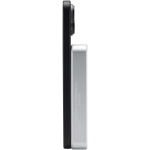 Magnetische Powerbank aus recyceltem Aluminium, 10.000 mAh farbe silber Seitenansicht