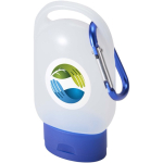 Handgel im Taschengröße mit Karabiner und Zitrusduft, 30 ml farbe blau