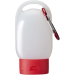 Handgel im Taschengröße mit Karabiner und Zitrusduft, 30 ml farbe rot dritte Vorderansicht