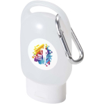 Handgel im Taschengröße mit Karabiner und Zitrusduft, 30 ml farbe weiß