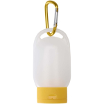 Handgel im Taschengröße mit Karabiner und Zitrusduft, 30 ml farbe gelb zweite Vorderansicht