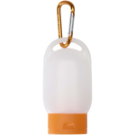 Handgel im Taschengröße mit Karabiner und Zitrusduft, 30 ml farbe orange zweite Vorderansicht