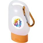 Handgel im Taschengröße mit Karabiner und Zitrusduft, 30 ml farbe orange