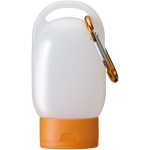 Handgel im Taschengröße mit Karabiner und Zitrusduft, 30 ml farbe orange dritte Vorderansicht