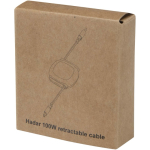 Ausziehbares Ladekabel mit mehreren Anschlüssen und Schnellladefunktion bis 100 W farbe glänzendes silber zweite Ansicht mit Box