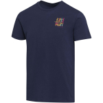 Unisex-T-Shirt mit Rundhalsausschnitt aus Bio-Baumwolle und Elasthan, 200 g/m², Elevate farbe marineblau Ansicht mit Siebdruck