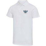 Unisex-Kurzarm-Poloshirt aus zertifizierter Bio-Baumwolle, 180 g/m², Elevate farbe weiß Ansicht mit Siebdruck
