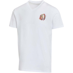 Unisex-T-Shirt mit V-Ausschnitt aus Bio-Baumwolle und Elasthan, 200 g/m², Elevate farbe weiß Ansicht mit Siebdruck