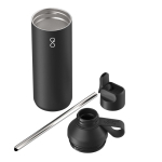Thermoflasche aus recyceltem Edelstahl mit Trinkhalm, 710 ml, Ocean Bottle farbe schwarz zweite Ansicht