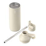 Thermoflasche aus recyceltem Edelstahl mit Trinkhalm, 710 ml, Ocean Bottle farbe sandbraun zweite Ansicht