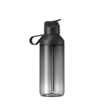 Transparente Trinkflasche mit Strohhalm und Klappdeckel, 710 ml, Ocean Bottle farbe schwarz zweite Rückansicht