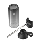 Transparente Trinkflasche mit Strohhalm und Klappdeckel, 710 ml, Ocean Bottle farbe schwarz zweite Ansicht