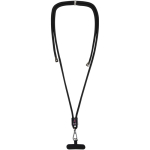 Smartphone-Lanyard mit personalisierbarem Mittelstück farbe schwarz Ansicht mit Tampondruck