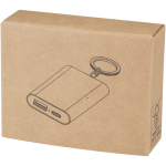 Powerbank aus recyceltem Aluminium mit Schlüsselanhänger, 2.000 mAh farbe silber zweite Ansicht mit Box