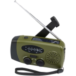 Notfallradio aus recyceltem Kunststoff mit Solarpanel und Kurbeldynamo, 1.200 mAh farbe militärgrün