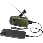 Notfallradio aus recyceltem Kunststoff mit Solarpanel und Kurbeldynamo, 1.200 mAh farbe militärgrün zweite Ansicht