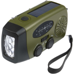 Notfallradio aus recyceltem Kunststoff mit Solarpanel und Kurbeldynamo, 1.200 mAh farbe militärgrün dritte Ansicht