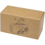 Notfallradio aus recyceltem Kunststoff mit Solarpanel und Kurbeldynamo, 1.200 mAh farbe militärgrün zweite Ansicht mit Box