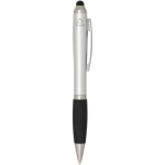 Drehkugelschreiber mit Touchpen und weicher Griffzone, blaue Tinte farbe silber zweite Seitenansicht
