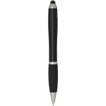 Drehkugelschreiber mit Touchpen und weicher Griffzone, schwarze Tinte farbe schwarz zweite Rückansicht