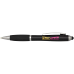 Drehkugelschreiber mit Touchpen und weicher Griffzone, schwarze Tinte farbe schwarz Ansicht mit Tampondruck