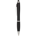 Drehkugelschreiber mit Touchpen und weicher Griffzone, schwarze Tinte farbe schwarz Seitenansicht