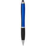 Drehkugelschreiber mit Touchpen und weicher Griffzone, schwarze Tinte farbe köngisblau zweite Rückansicht