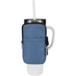 Wasserabweisende Flaschentasche zum Befestigen, mit Reißverschluss und Klettverschluss farbe bondi blau dritte Ansicht