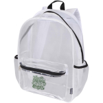 Transparenter Rucksack aus recyceltem Netzgewebe mit Fronttasche, 18 l farbe weiß Ansicht mit Siebdruck
