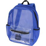 Transparenter Rucksack aus recyceltem Netzgewebe mit Fronttasche, 18 l farbe köngisblau Ansicht mit Siebdruck