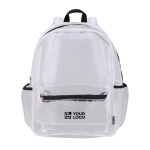 Transparenter Rucksack aus recyceltem Netzgewebe mit Fronttasche, 18 l Ansicht mit Druckbereich