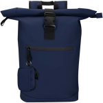 Geldbörse aus recyceltem Kunstleder mit Ring und Reißverschluss farbe marineblau dritte Ansicht