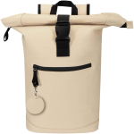 Runder Schlüsselanhänger aus recyceltem Kunstleder mit integriertem Ring farbe braun dritte Ansicht