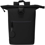 Runder Schlüsselanhänger aus recyceltem Kunstleder mit integriertem Ring farbe schwarz dritte Ansicht