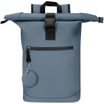 Runder Schlüsselanhänger aus recyceltem Kunstleder mit integriertem Ring farbe bondi blau dritte Ansicht