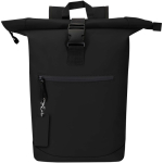 Rechteckiger Schlüsselanhänger aus recyceltem Kunstleder mit Ring farbe schwarz dritte Ansicht